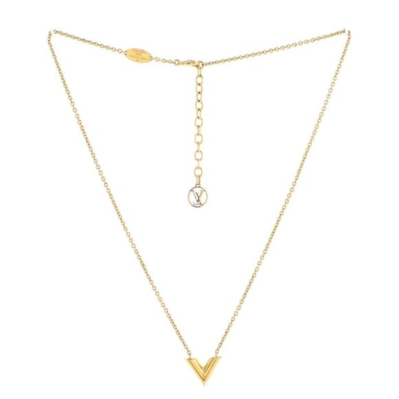 Louis Vuitton Essential V Necklace Metal Gold - Picture 1 of 5